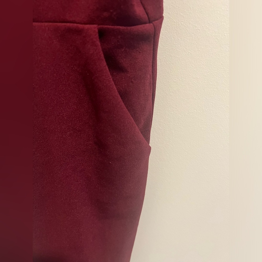LUSH Geanna Burgundy Twist-Front Jumpsuit - Picture 11 of 11